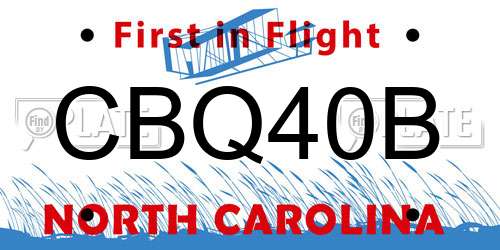 CBQ40B North Carolina License Plate