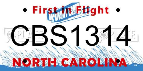 CBS1314 North Carolina License Plate