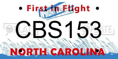 CBS153 North Carolina License Plate