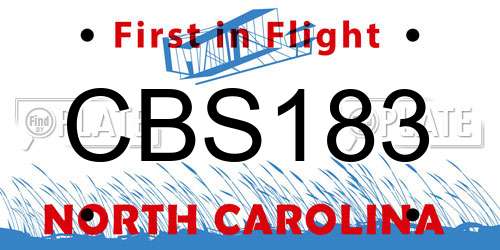 CBS183 North Carolina License Plate