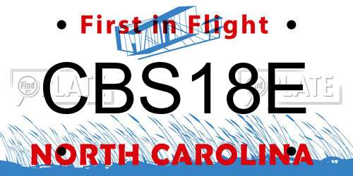 CBS18E North Carolina License Plate