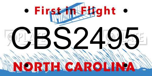 CBS2495 North Carolina License Plate