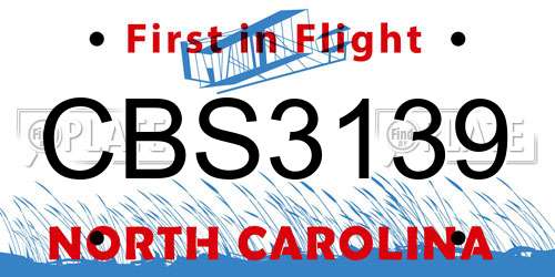CBS3139 North Carolina License Plate