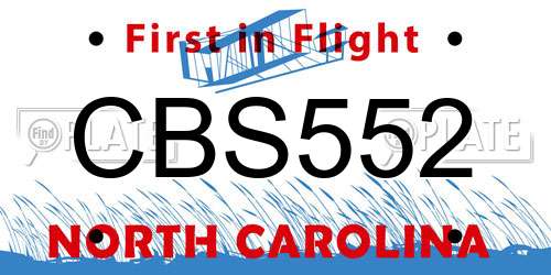CBS552 North Carolina License Plate