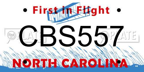 CBS557 North Carolina License Plate