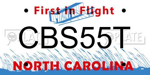 CBS55T North Carolina License Plate