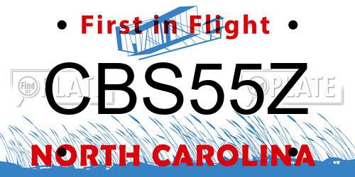 CBS55Z North Carolina License Plate