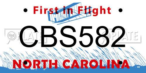 CBS582 North Carolina License Plate