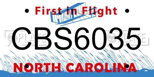 CBS6035 North Carolina License Plate