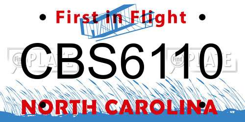 CBS6110 North Carolina License Plate