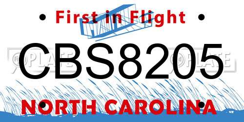 CBS8205 North Carolina License Plate