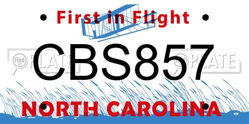 CBS857 North Carolina License Plate