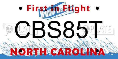CBS85T North Carolina License Plate