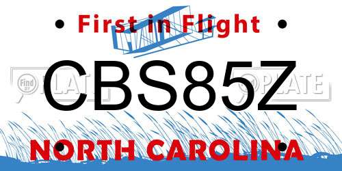 CBS85Z North Carolina License Plate