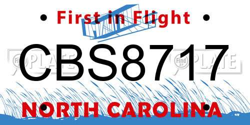 CBS8717 North Carolina License Plate