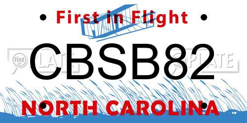 CBSB82 North Carolina License Plate