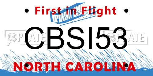 CBSI53 North Carolina License Plate