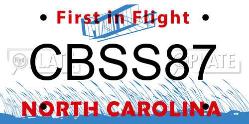 CBSS87 North Carolina License Plate