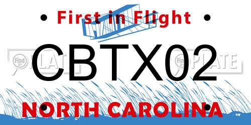 CBTX02 North Carolina License Plate
