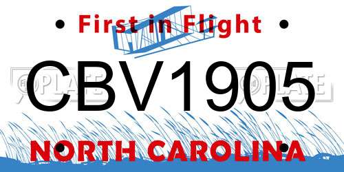 CBV1905 North Carolina License Plate