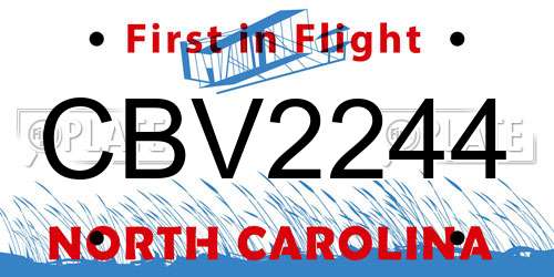 CBV2244 North Carolina License Plate