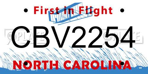 CBV2254 North Carolina License Plate