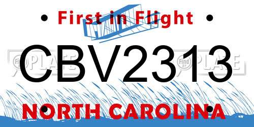 CBV2313 North Carolina License Plate