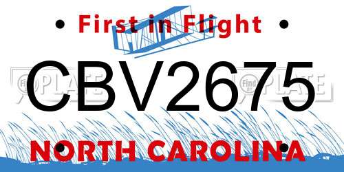 CBV2675 North Carolina License Plate