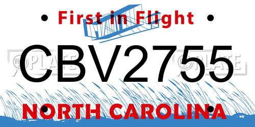 CBV2755 North Carolina License Plate