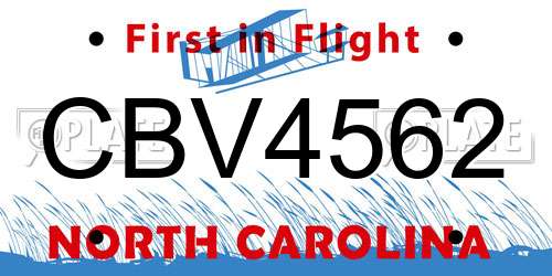 CBV4562 North Carolina License Plate