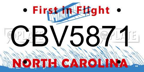CBV5871 North Carolina License Plate