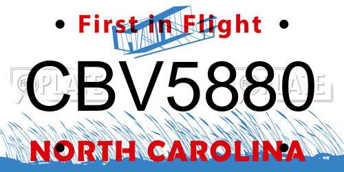 CBV5880 North Carolina License Plate