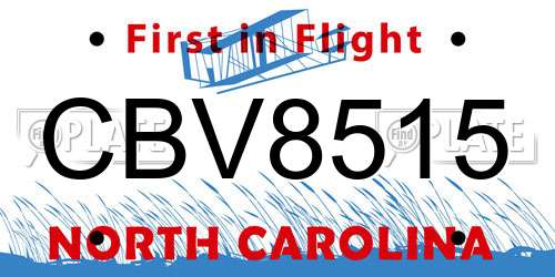 CBV8515 North Carolina License Plate