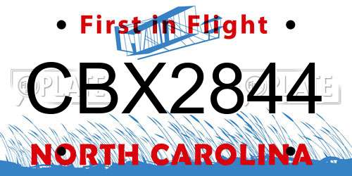 CBX2844 North Carolina License Plate