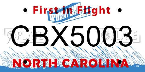 CBX5003 North Carolina License Plate