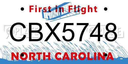 CBX5748 North Carolina License Plate