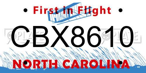 CBX8610 North Carolina License Plate