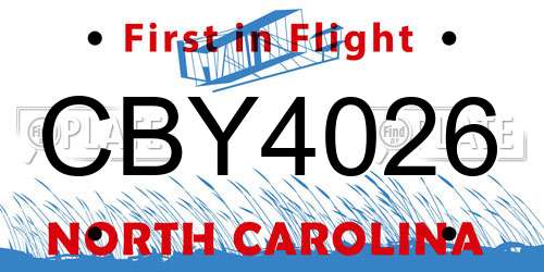 CBY4026 North Carolina License Plate