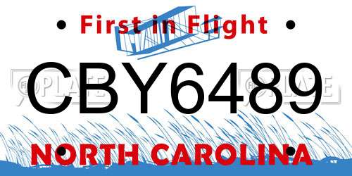 CBY6489 North Carolina License Plate