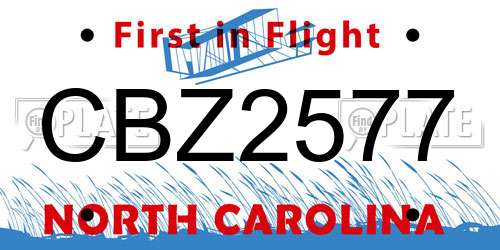 CBZ2577 North Carolina License Plate