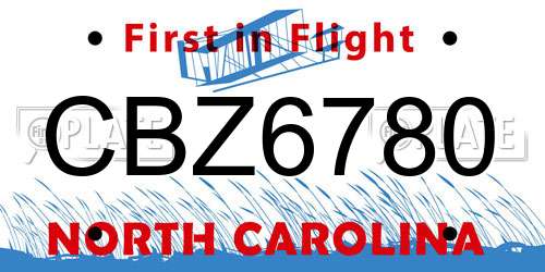 CBZ6780 North Carolina License Plate