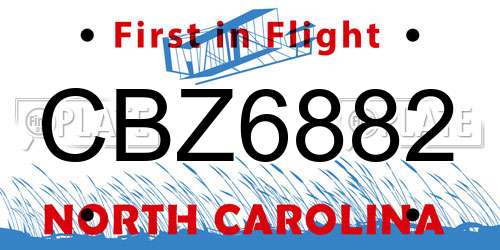 CBZ6882 North Carolina License Plate
