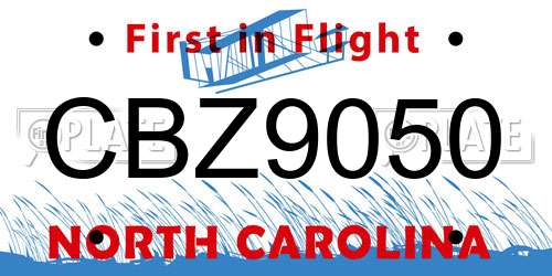 CBZ9050 North Carolina License Plate