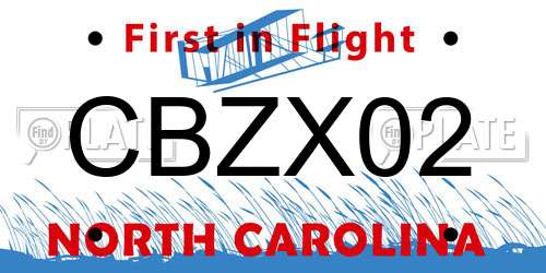 CBZX02 North Carolina License Plate