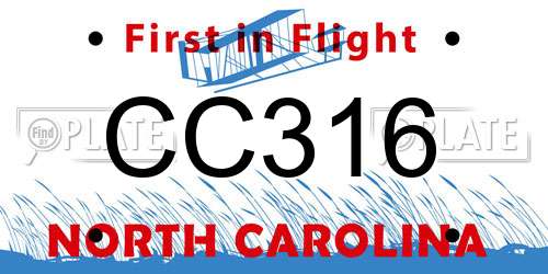 CC316 North Carolina License Plate