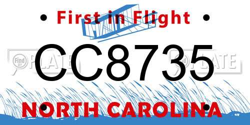 CC8735 North Carolina License Plate