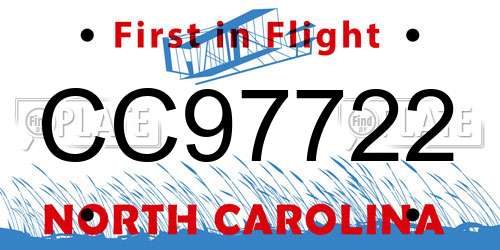 CC97722 North Carolina License Plate