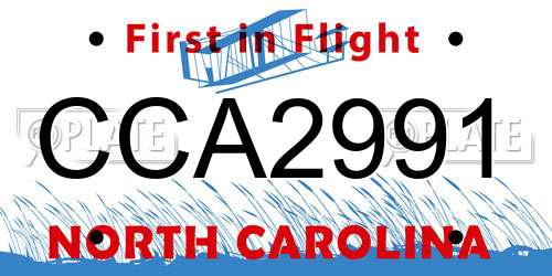 CCA2991 North Carolina License Plate