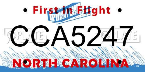 CCA5247 North Carolina License Plate