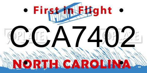 CCA7402 North Carolina License Plate
